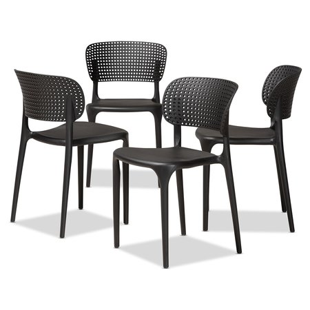 Baxton Studio Rae ModernBlack Finished Polypropylene Plastic 4-Piece Stackable Dining Chair Set 192-4PC-12021-ZORO